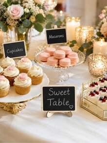 18pcs Mini Wooden Chalkboards With Stands, Suitable For Wedding Birthday Party Table Numbers, Food Labels, Message Boards, Welcome Signs, Candy Bar Decor - Rectangular Blackboard Sign - View 2