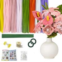 624/1024pcs Pipe Cleaner Handmade Set, Pipe Cleaner Flower Making Kit, 8 Colors Flower Making Set With Fuzzy Stems, Floral Wire, Gardening Tape, Stamens, Pearls, Instruction Manual And Ribbons - Multicolor - View 5