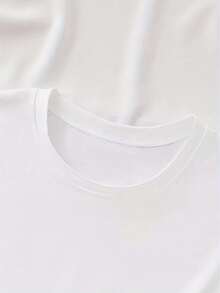 Short-Sleeved Shirt With Artistic Print, Casual Short-Sleeved Round Neck T-Shirt, Women's Clothing - 白色 - 查看 3
