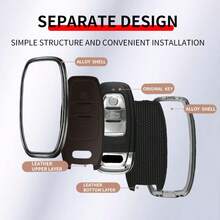 Ốp bảo vệ chống trầy xước cho chìa khóa điều khiển từ xa thông minh bằng hợp kim kẽm dành cho Audi A1 A3 A4 A5 A6 A7 A8 Quattro Q3 Q5 Q7 - khóa da - Xem 5