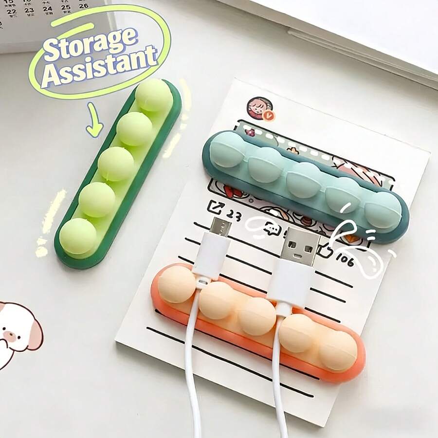 1pc Desktop Fixed Cable Organizer, Silicone Cable Management Hub, Self-Adhesive Wire Winder For Data Cable Winding And Storage