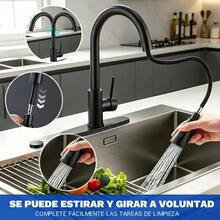 Grifo Mezclador De Cocina Monomando Extraíble De Acero Inox - Negro - Ver 1