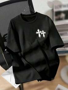 Camiseta holgada y suelta con estampado para hombre, primavera/verano - Negro - Ver 8