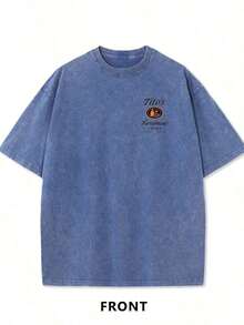 Womens Clothes;Summer Tops1pcs230g Washed And Used T-Shirt, Front Tito's Handmade Vodka Logo, Back With "AUSTIN TEXAS Tito's HANDMADE Vodka" Circular Text And Brand Logo, Tito's Vodka Theme180gMen's Minimalist Washed Short Sleeve Daily Teesummer OutfitsLong Sleeve Women Sports Tees & Tanks JZD1 - Xanh đậm - Xem 2