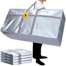 4 bolsas de transporte extra grandes de 66 galones, bolsa de almacenamiento resistente con fuerte asa de cierre, plegable, tamaño XXL, tamaño grande, caja de mudanza, para recámara - Gris - Ver 2