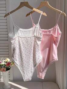 Body de encaje con parches, versátil para uso diario casual de mujer - Multicolor - Ver 2