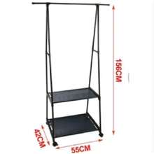 Appendiabiti con Mensola a 2 Livelli per Scarpe e Cesti, Struttura in Metallo, Ruote con Freni, Risparmia Spazio, Ideale per Camera da Letto, Ingresso, Ufficio e Altro - nero - Visualizzare 2