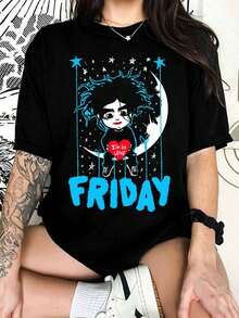 Chibi The Cure Friday I'm In Love Graphic T-Shirt, Goth Rock Fan Tee - Black - View 1