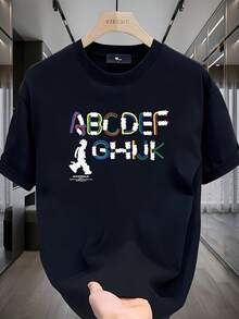 Camiseta de manga corta para hombres de impresión moderna y pesada, nuevo estilo casual de verano, ajuste holgado, top versátil en tallas grandes - Blanco - Ver 6