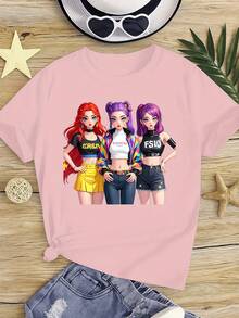 Camiseta de manga corta para niños con estampado de K-Pop, 120-170 cm, cuello redondo, recuerdo para fanáticos de K-Pop, transpirable y lavable a máquina - [Rojo] - Ver 6