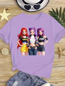 Camiseta de manga corta para niños con estampado de K-Pop, 120-170 cm, cuello redondo, recuerdo para fanáticos de K-Pop, transpirable y lavable a máquina - Blanco - Ver 7