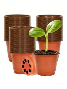 1/20/50 piezas Macetas de plástico cónicas de 9cm/10.5cm con agujeros de drenaje, macetas de semillero para flores y vegetales, para siembra y trasplante en jardinería - Multicolor - Ver 1