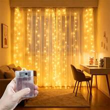 Garden Lights, Wedding Party Decor Lights String, Outdoor Lights, Sparkling Yard Lights, Holiday Lights String, Camping Decor, Patio String Lights, Christmas & Halloween Decor Fairy Lights, Yard Lights, Room Decor, Romantic Birthday Party Decor, Fairy Wreath Decor Lights String, 4 Lighting Colors 8 Modes Battery Box Curtain Lights, Landscape Lighting - Battery Box Curtain Light - View 20