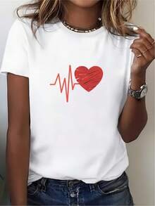 Camiseta Suave de 180G con Diseño Under The RadarHeartbeat para Mujer - Regalo Perfecto para el Día de San Valentín y Reuniones Familiares - Camiseta Gráfica para Verano - Ideal para Uso Casual y de Oficina - Camiseta Unisex de Algodón Suelto de Manga Corta y Cuello Redondo Estilo Vintage Urbano - Blanco - Ver 6