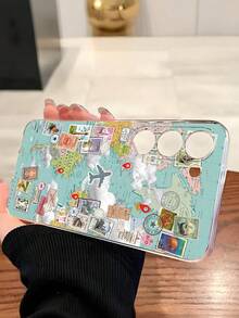 1个创意个性化飞机旅行地图印章软手机壳，兼容华为、荣耀、Galaxy A04e/12/A13/A14/A34/A50/A52/A53/A54/S21/S22/S23/S24/S25/S25Ultra/S25FE/S26/S26 PLUS/S26 ULTRA/S26 EDGE、6A/7A/8A、12T/13T/15T/15T Pro，[国际版，非国内版] - 無色 - 查看 4