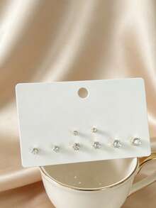 Bông tai đính đá Zirconia mạ vàng 14K, kiểu dáng unisex, chất liệu thép không gỉ mạ bạc/vàng, kích thước 3-4-5-6mm, phù hợp đeo hàng ngày. - Như thể hiện trong hình ảnh - Xem 7