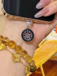 Nút bịt chống bụi hình lốp xe mini dễ thương dành cho điện thoại di động - màu đen - Xem 1