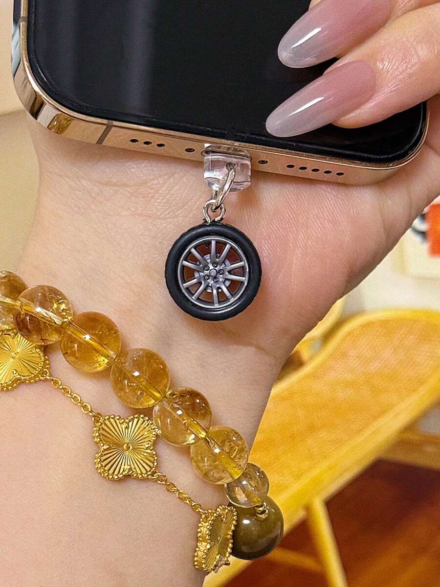 Nút bịt chống bụi hình lốp xe mini dễ thương dành cho điện thoại di động - màu đen - Xem 1