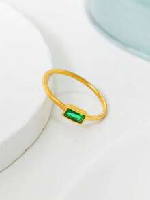 Fashionable 1pc Fashion Stainless Steel Cubic Zirconia Decor Ring Women Daily Decoration - 多色 2 - 查看 5