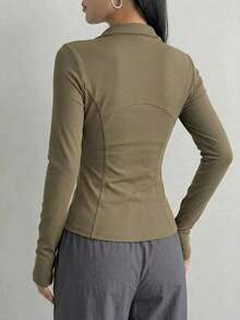 Sudadera ligera de mujer comoda elastica - Marrón - Ver 4
