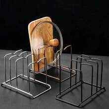 Triangle Cutting Board Rack Black Metal Cutting Board Holder Pot Lid Storage Rack Suitable For Cabinet Countertop - View 4