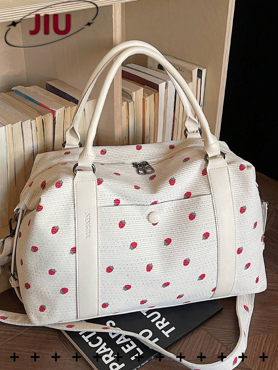 Túi tote nylon cỡ lớn họa tiết dâu tây, túi du lịch nhiều ngăn với ngăn đựng giày riêng, túi đựng đồ ướt và khô, túi tập gym đa năng, túi tập luyện nhẹ, phù hợp cho học sinh, bác sĩ, y tá, giáo viên, nhân viên văn phòng, chuyên gia kinh doanh, phòng tập gym, bệnh viện, du thuyền, trường học, sân bay, hoạt động ngoài trời, leo núi, tập luyện, làm việc, du lịch, cuối tuần, quà tặng ngày lễ, quà sinh nhật.