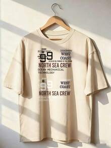 Camiseta de Manga Corta con Estampado de Letras Superpuestas,Camiseta de manga corta de moda para primavera y verano de 2026, hecha en México, 180 gramos. Estampado de dibujos animados, modelo de pareja, apta para uso interior o exterior. Cuello redondo, unisex, ideal para oficina y ocio. Paquete de una pieza. - APR-P631577SLNDXZGY428 - Ver 1