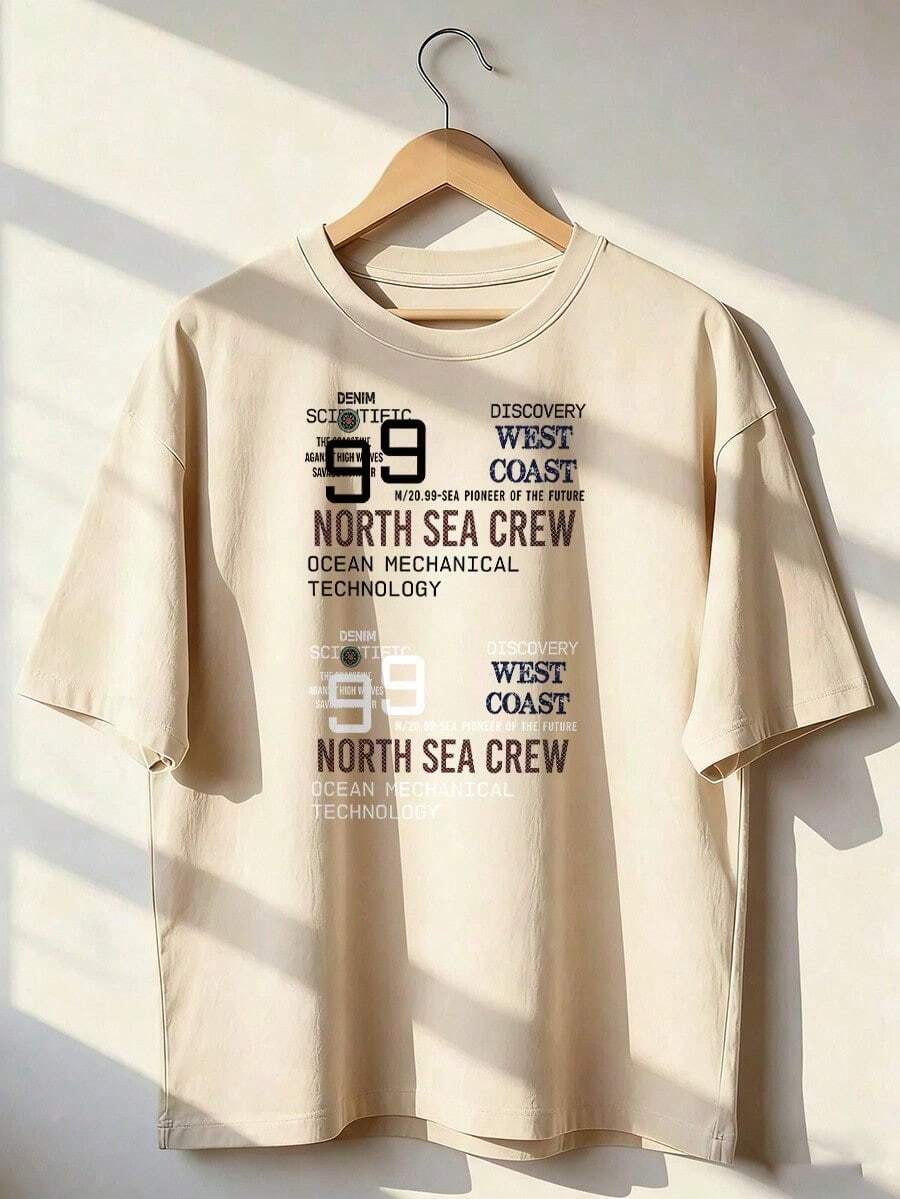 Camiseta de Manga Corta con Estampado de Letras Superpuestas,Camiseta de manga corta de moda para primavera y verano de 2026, hecha en México, 180 gramos. Estampado de dibujos animados, modelo de pareja, apta para uso interior o exterior. Cuello redondo, unisex, ideal para oficina y ocio. Paquete de una pieza. - APR-P631577SLNDXZGY428 - Ver 1