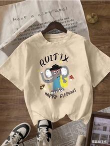 Stylish And Cheerful Short-Sleeved T-Shirt For Children. This  Short-Sleeved T-Shirt For Spring And Summer 2026 Is Made In Mexico And Weighs 180 Grams. It Features A Cartoon Print And A Couple Design, Making It Suitable For Indoor Or Outdoor Wear. The Crew Neck Is Unisex And Ideal For Both Office And Leisure. One-Pack. - APR-P631577SLNDXZGY509 - 查看 4