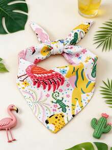 Un bandana pour animaux en polyester multicolore à motif animal, bavoir anti-bave, Happy Little Dog, convient aux petits et moyens animaux de compagnie comme les chats et les chiens (Bichon, Teddy), pour la maison ou les jeux en extérieur toute l'année, ne convient pas aux grandes races de chiens - Multicolore - Voir 1