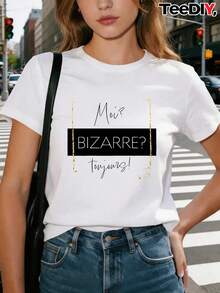 Tidi Quirky Women's Comfortable T-Shirt - Urban Vintage Style, Unisex, Loose Fit, Cotton, Short Sleeve And Round Neck. - 白色 - 查看 1