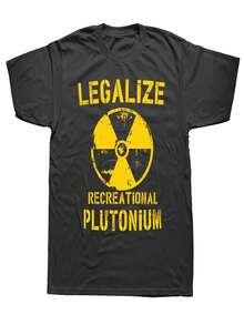Plutonium Print T-Shirt, Very Fun, Inspired By The Legalization Of Entertainment, Short Sleeve, Urban Style, Suitable For Women, New Style For 2026. - Black - View 1
