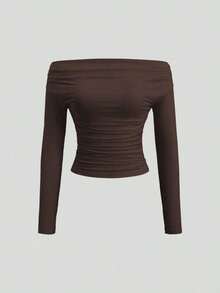 de 3 piezas Blusa corta de manga larga y hombros descubiertos para mujer, cómoda y amigable con la piel, ajuste ceñido - Multicolor 15 - Ver 5