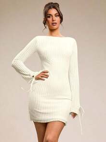 Vestido de textura amarillo claro para fiesta, escuela, vacaciones, cumpleaños, salida nocturna, verano, primavera, San Valentín, carnaval, vacaciones en la playa, Nashville, vestidos pastel, vestido sin espalda - Marrón - Ver 11