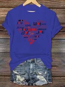 (001 # 5. 5 Fashionable Women's T-Shirt, Round Neck Printed Design T-Shirt, Casual Short Sleeve T-Shirt For Women, A Very Distinctive Printed T-Shirt / Unisex Style / Suitable For Both Men And Women / Wrinkle Resistant / Breathable - 黑色 - 查看 6