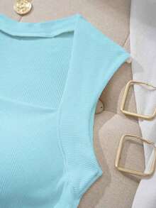 Camiseta sin tirantes con cuello cuadrado, cintura fruncida y sujetador acolchado sin aros - Multicolor 2 - Ver 6