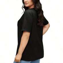 100% Cotton All Aboard, It's A Family Trip - Matching Group Cruise T-Shirt, Women's Plus Size, Graphic Print - 黑色 - 查看 3
