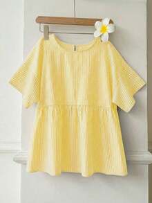 Camisa de mujer tejida a rayas verdes - Amarillo - Ver 4