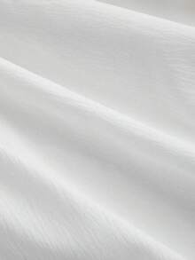 Vestido corto de mujer con estampado de teñido anudado, hombros fruncidos y diseño de nudo a la moda - Blanco - Ver 3