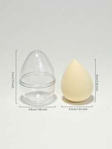 1pc Dual-Use Dry & Wet Makeup Sponge Makeup Sponge Powder Puff (With Egg-Shaped Storage), Multicolor Latex-Free Reusable Washable Soft Flawless Makeup Applicator For Powder, Liquid, Makeup Design, Travel Essential - Beige - View 4