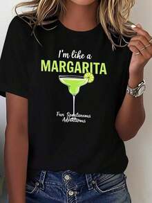 ComfortableCamiseta de cóctel de margarita pura para mujeres - Diseño de receta de bebida mexicana con estampado de tequila y lima, ajuste casual, atuendo de fiesta de cóctel, camiseta suave - Negro - Ver 11