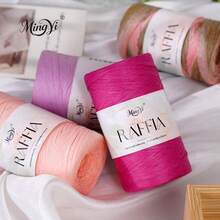 2pcs Summer Raffia Yarn Raffia Paper Handmade Woven Hat Bag DIY Crochet Cushion Handmade Yarn Ball - 2-pack - View 3