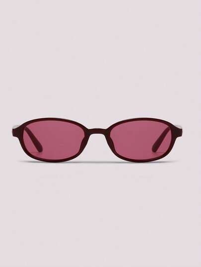 Visivana 1 Pair Women's Persimmon Oval PC Frame Vintage Solid Color Personalized Small Frame Fashion Glasses