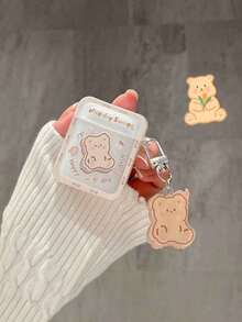 Cute Cookie Bear & Apple Series Earphone Protective Case, Soft Transparent Cartoon Case Compatible With Apple 2 - Multicolor - View 1
