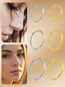 Khuyên mũi dạng vòng 16G bằng thép không gỉ dành cho nam và nữ, thích hợp xỏ lỗ mũi, vành tai, môi, vách ngăn mũi, sụn tai, trang sức xỏ khuyên 8mm 10mm 12mm. - Mở nhỏ - Xem 2