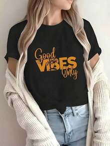 This Simple And Versatile Women's Short-Sleeved T-Shirt, Ideal For Spring/Summer, Features A Solid Print With Lettering, Cartoons, And Adorable Animal Designs. Beautifully Designed And Made From Pure Cotton, It Makes A Perfect Gift For Friends Or Family. Unisex, Available In Sizes S To XXXL, Black Cotton T-Shirt. - 黑色 - 查看 7