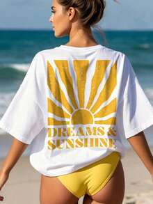 New Release Promotion Funny T-Shirt Commemorative T-Shirt Limited Time Offer Oversized T-Shirts This Women's Casual Cotton T-Shirt Features A Simple Yet Stylish Print Design. The Short-Sleeve Style Is Perfect For A Summer Beach Vacation And Is Also Ideal For Easter Or Mother's Day. The Crew Neck And Short Sleeves Exude Summer Street Style, Making It A Lovely Surprise Gift For Friends And Family. QDYM - 白色 - 查看 1