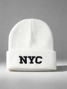 1頂男女通用NYC字母刺繡針織帽,戶外運動可調節帽,登山休閒街頭時尚帽 - 多色 - 查看 3