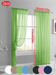 2pcs Lightweight Sheer Lace Curtains, Transparent Fine Weave, Rod Pocket Design, Suitable For Kitchen, Living Room, Bedroom, 40gsm - Multicolor - View 75