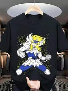 Unisex Anime Cartoon T-Shirt, Manga T-Shirt With Anime Girl Print, Ideal For The Whole Family, Available In Adult And Children's Sizes, Made With Soft-Touch Fabric That Guarantees All-Day Comfort For Users Of All Ages. - 黑色 - 查看 1